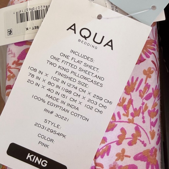 Aqua Egyptian Cotton Sheet Set, King - Exclusive NWT $268 - Picture 3 of 3